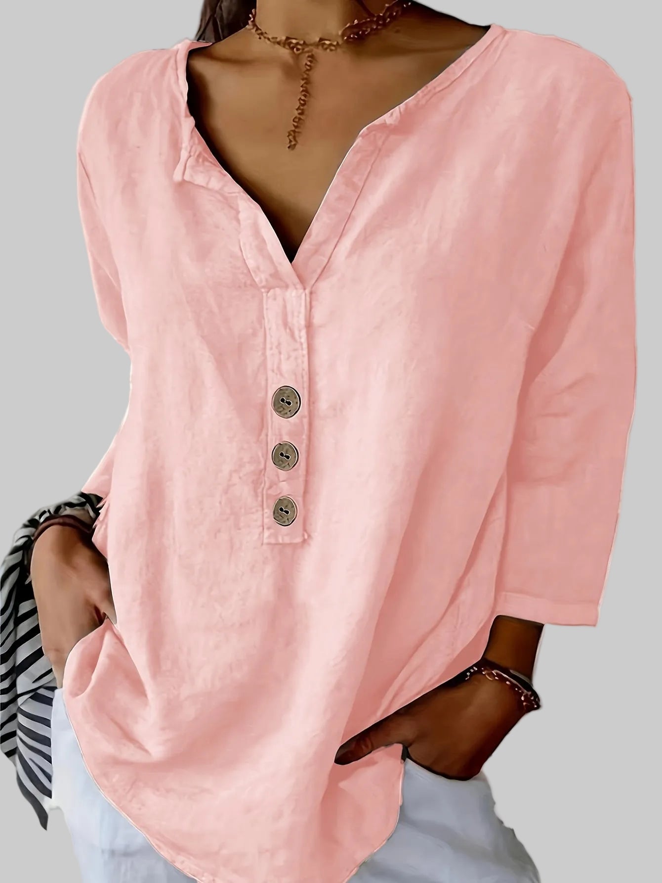 Harper | Button V-Neck Blouse