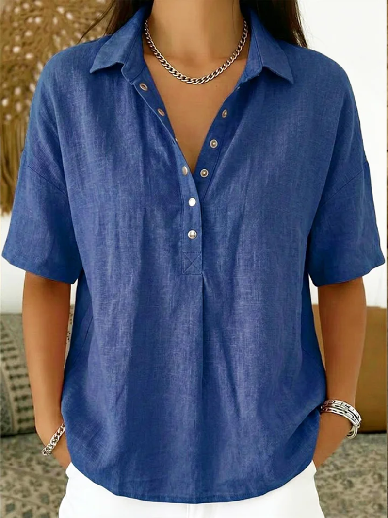Danique | Collared Button-Detail Blouse