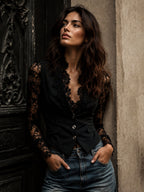 Genevieve | Sheer-Sleeve Blazer