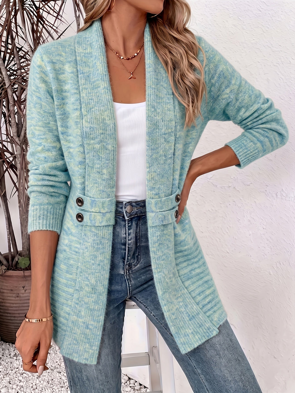 Celine | Button-Tab Longline Cardigan
